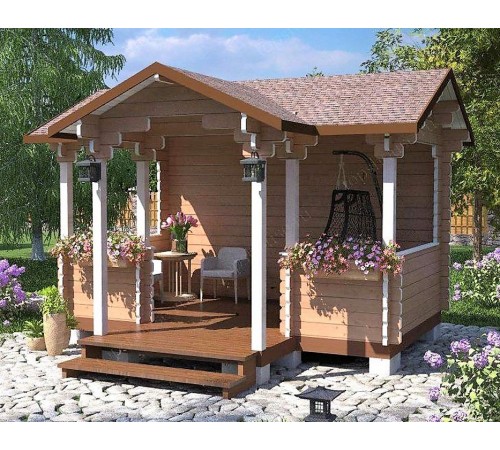 Беседка из термомодифицированного бруса 12,8 м2 от производителя Thermo Outdoor Gazebo 132.