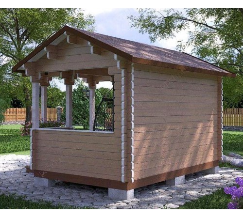 Беседка из термомодифицированного бруса 12,8 м2 от производителя Thermo Outdoor Gazebo 132.