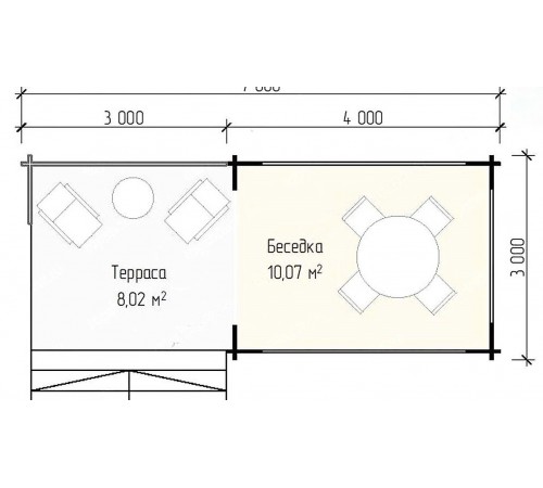 Беседка из термомомомодифицированного бруса 21 м2 от производителя Thermo Outdoor Gazebo 136