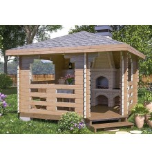 Бесідка з термомомомодифікованого бруса 12,25 м2 від виробника Thermo Outdoor Gazebo 137