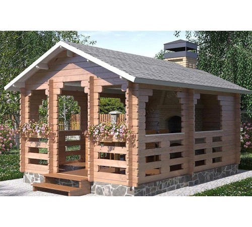 Беседка из термомомомодифицированного бруса 17,5 м2 от производителя Thermo Outdoor Gazebo 138