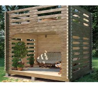 Thermo Outdoor Gazebo 146, ein Pavillon aus thermisch behandeltem Holz, 18,2 m2.
