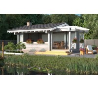 Thermo Outdoor Gazebo 148, a 28 m2 gazebo made from thermally modified timber.