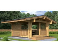 Thermo Outdoor Gazebo 150, a 16 m2 gazebo made from thermally modified timber.