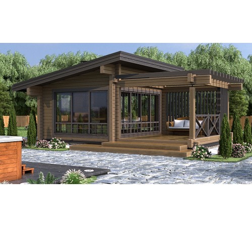 Беседка из термомодифицированного бруса 28 м2 от производителя Thermo Outdoor Gazebo 151.