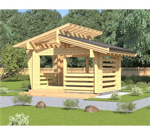 Беседка из термомодифицированного бруса 12 м2 от производителя Thermo Outdoor Gazebo 152.