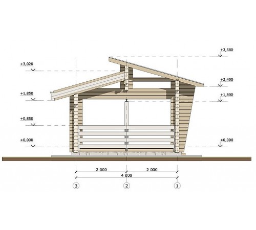 Беседка из термомодифицированного бруса 12 м2 от производителя Thermo Outdoor Gazebo 152.