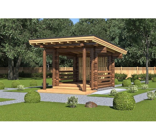 Беседка из термомодифицированного бруса 9 м2 от производителя Thermo Outdoor Gazebo 154.