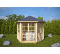 Thermo Outdoor Gazebo 157, ein 7,8 m2 großer Pavillon aus thermisch modifiziertem Holz.