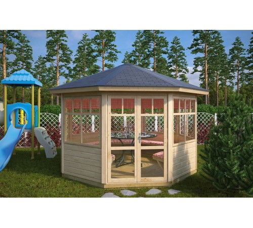 Альтанка із термомодифікованого бруса 12 м2 від виробника Thermo Outdoor Gazebo 159