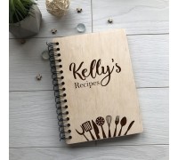 Деревянная книга для записи рецептов на спирали