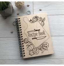 Деревянная кулинарная книга для записи рецептов на спирали