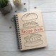 Деревянная записная книга на пружине для кулинарных рецептов.