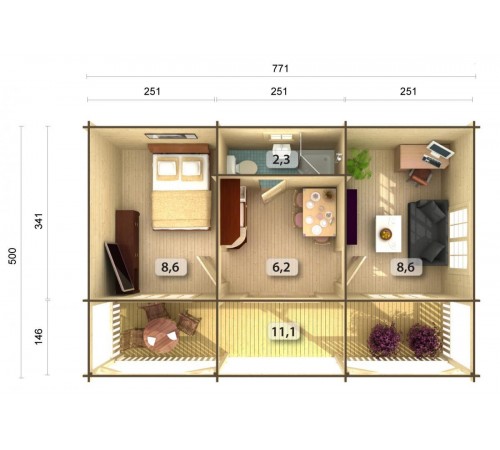 Summer garden house 36.7 m2