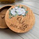 Свадебная коробочка для колец из дерева с гравировкой.