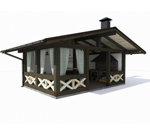 Альтанка 6,0х4,0м з барбекю та літньою кухнею Modern Gazebo 08 від виробника