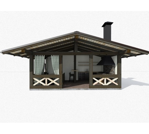 Альтанка 6,0х4,0м з барбекю та літньою кухнею Modern Gazebo 08 від виробника