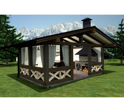 Альтанка 6,0х4,0м з барбекю та літньою кухнею Modern Gazebo 08 від виробника