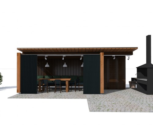 Современная беседка 7,0х3,0м для зон барбекю Modern Gazebo 10 от производителя.