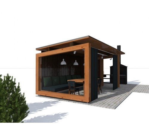 Современная беседка 7,0х3,0м для зон барбекю Modern Gazebo 10 от производителя.