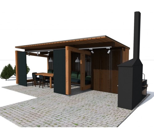 Современная беседка 7,0х3,0м для зон барбекю Modern Gazebo 10 от производителя.