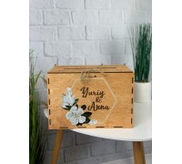 Wooden wedding box for money envelopes, 