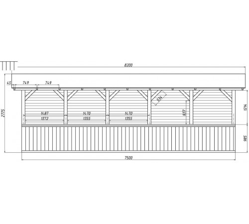 Деревянный павильон палатка для торговли, детских площадок, дачи 2,0х7,5м с доставкой и монтажом.