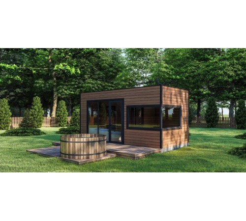 Готовая мобильная модульная баня 6х3м Gartensauna-1 под ключ от производителя.