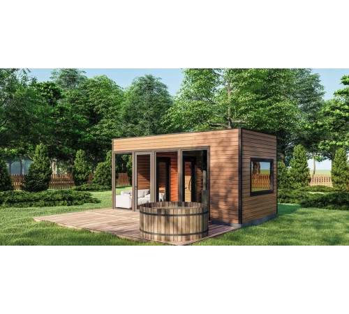 Каркасно-модульная баня 6х3м Gartensauna-2 под ключ от производителя.