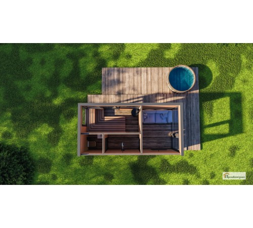 Модульный дом баня 6х3м Gartensauna-4 под ключ от производителя.