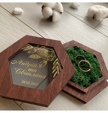 Свадебная коробочка с именным принтом на акриловой крышке.