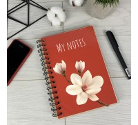 Notebook in acrylic and wood cover with color printing.