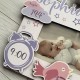 Фоторамочка из дерева с именем малыша и метрикой.