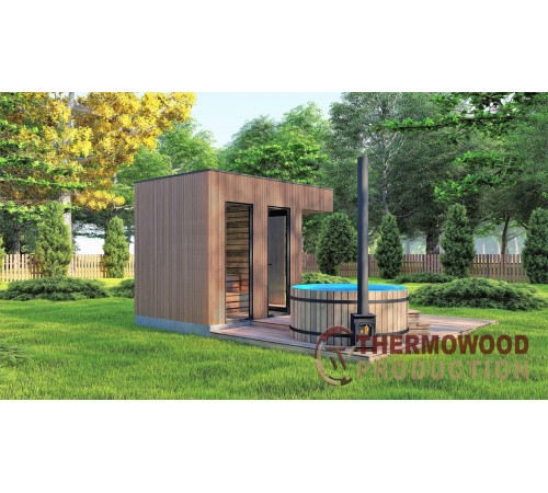 Сауна 3,6х2,3 отделка терморейка Gartensauna-10 под ключ от производителя.