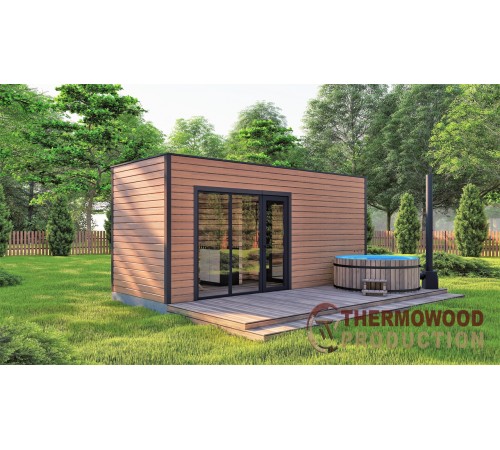 Модульная баня 6х3м Панорама Gartensauna-11 под ключ от производителя.