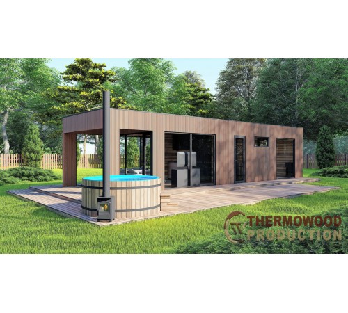 Дом-баня 12,0х3,5м отделка терморейка Gartensauna-12 под ключ от производителя.