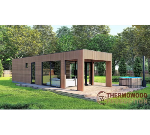 Дом-баня 12,0х3,5м отделка терморейка Gartensauna-12 под ключ от производителя.