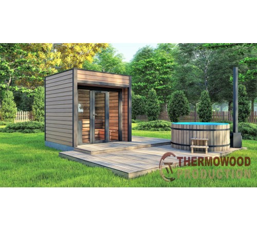 Модульная мини баня 2,3х2,3м под ключ Gartensauna-16 от под ключ от производителя.