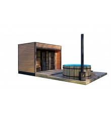 Модульная баня 3,0х2,3м с панорамным окном Gartensauna-18 под ключ от производителя.