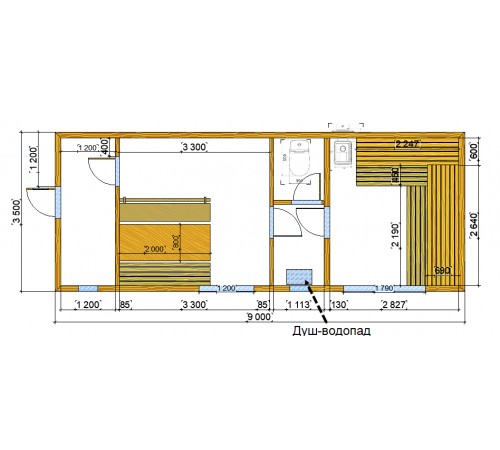 Сауна Cube Quadro 9,0x3,5m від виробника.