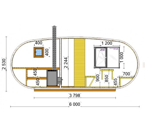 Баня з термобруса овальна 6х2, 6м від виробника.