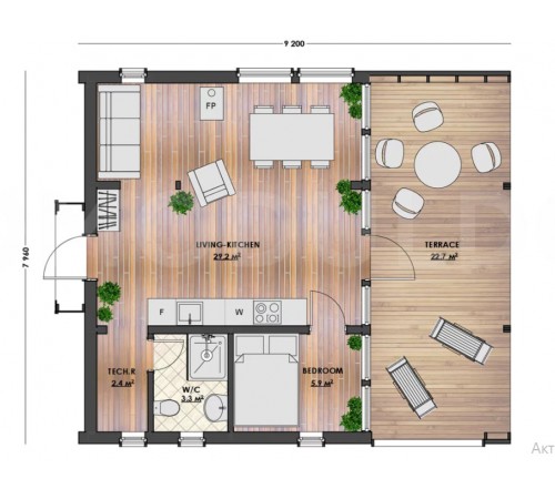 Барнхаус, модульный дом 9,2х8,0м Barn House 02 от производителя ThermoWood Production