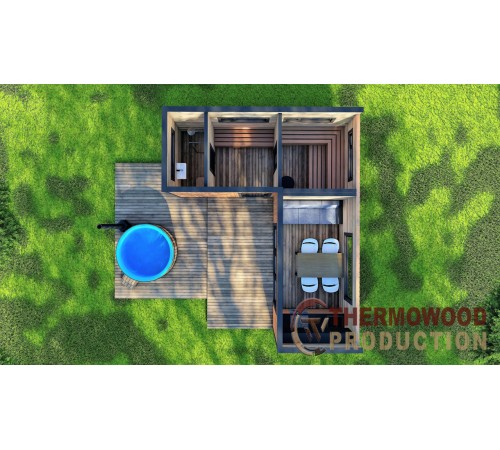 Модульний каркасний будинок 6,8 х5, 6м з лазнею Sauna House 6 під ключ від Модульний каркасний будинок 6,8 х5, 6м з лазнею Sauna House 6 під ключ від