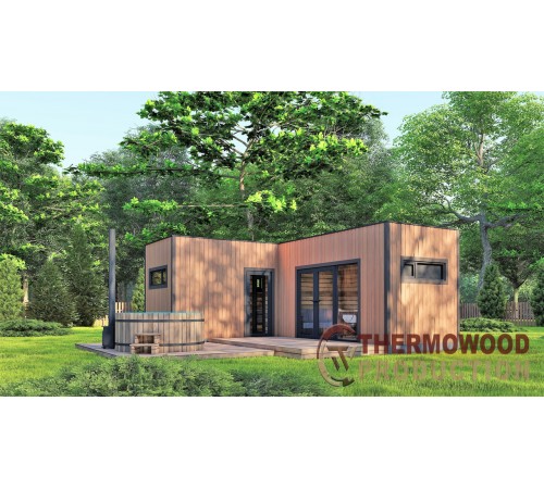 Модульний каркасний будинок 6,8 х5, 6м з лазнею Sauna House 6 під ключ від Модульний каркасний будинок 6,8 х5, 6м з лазнею Sauna House 6 під ключ від