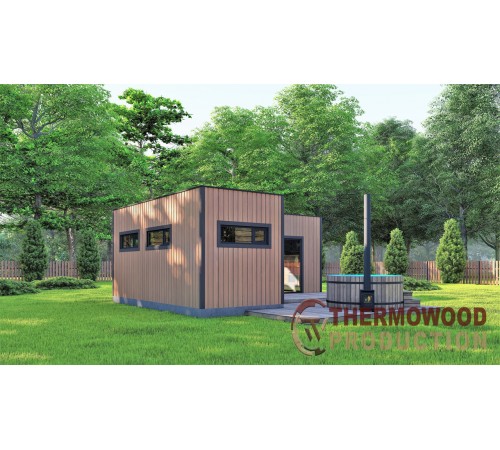 Модульний каркасний будинок 6,8 х5, 6м з лазнею Sauna House 6 під ключ від Модульний каркасний будинок 6,8 х5, 6м з лазнею Sauna House 6 під ключ від
