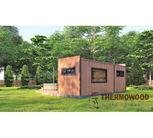 Модульний каркасний будинок 6,8 х5, 6м з лазнею Sauna House 6 під ключ від Модульний каркасний будинок 6,8 х5, 6м з лазнею Sauna House 6 під ключ від