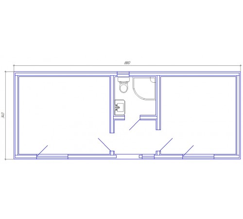 Модульный каркасно-щитовой домик 8,8x3,4м Gartenhäuser-64