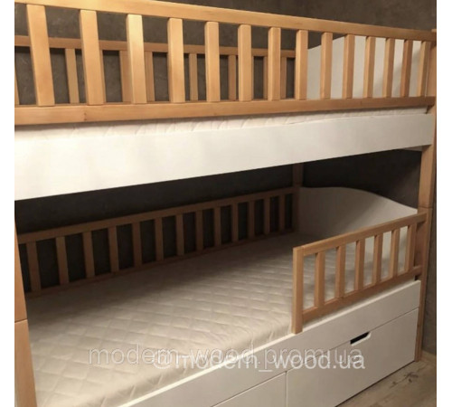 Etagenbett aus massiver Erle und MDF