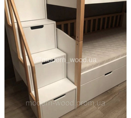 Etagenbett aus massiver Erle und MDF