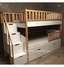 Etagenbett aus massiver Erle und MDF